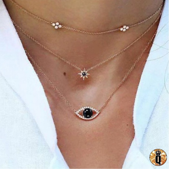 Jewelry - ⚜️[𝟯/$𝟮𝟴]⚜️3 Layered Black Crystal Necklace NEW